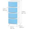 imageIRIS USA Plastic Drawer Storage Organizer 4Drawers for Classroom Art Supplies Dresser Closet Bathroom Dorm Bedroom Laundry Room Slim Narrow White Frame with Matte Blue Front PanelsBlue