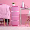 imageIRIS USA Plastic Drawer Storage Organizer 4Drawers for Classroom Art Supplies Dresser Closet Bathroom Dorm Bedroom Laundry Room Slim Narrow White Frame with Matte Blue Front PanelsPink