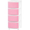 imageIRIS USA Plastic Drawer Storage Organizer 4Drawers for Classroom Art Supplies Dresser Closet Bathroom Dorm Bedroom Laundry Room Slim Narrow White Frame with Matte Blue Front PanelsPink