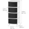 imageIRIS USA Plastic Drawer Storage Organizer 4Drawers for Classroom Art Supplies Dresser Closet Bathroom Dorm Bedroom Laundry Room Slim Narrow White Frame with Matte Blue Front PanelsBlack
