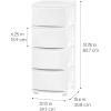 imageIRIS USA Plastic Drawer Storage Organizer 4Drawers for Classroom Art Supplies Dresser Closet Bathroom Dorm Bedroom Laundry Room Slim Narrow White Frame with Matte Blue Front PanelsWhite