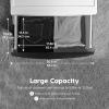 imageIRIS USA Plastic Drawer Storage Organizer 4Drawers for Classroom Art Supplies Dresser Closet Bathroom Dorm Bedroom Laundry Room Slim Narrow White Frame with Matte Blue Front PanelsBlack