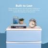 imageIRIS USA Plastic Drawer Storage Organizer 4Drawers for Classroom Art Supplies Dresser Closet Bathroom Dorm Bedroom Laundry Room Slim Narrow White Frame with Matte Blue Front PanelsBlue