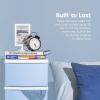 imageIRIS USA Plastic Drawer Storage Organizer 4Drawers for Classroom Art Supplies Dresser Closet Bathroom Dorm Bedroom Laundry Room Slim Narrow White Frame with Matte Blue Front PanelsBlue