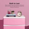 imageIRIS USA Plastic Drawer Storage Organizer 4Drawers for Classroom Art Supplies Dresser Closet Bathroom Dorm Bedroom Laundry Room Slim Narrow White Frame with Matte Blue Front PanelsPink