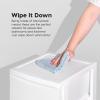 imageIRIS USA Plastic Drawer Storage Organizer 4Drawers for Classroom Art Supplies Dresser Closet Bathroom Dorm Bedroom Laundry Room Slim Narrow White Frame with Matte Blue Front PanelsWhite