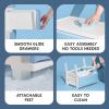 imageIRIS USA Plastic Drawer Storage Organizer 4Drawers for Classroom Art Supplies Dresser Closet Bathroom Dorm Bedroom Laundry Room Slim Narrow White Frame with Matte Blue Front PanelsBlue