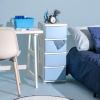 imageIRIS USA Plastic Drawer Storage Organizer 4Drawers for Classroom Art Supplies Dresser Closet Bathroom Dorm Bedroom Laundry Room Slim Narrow White Frame with Matte Blue Front PanelsBlue