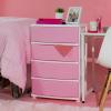 imageIRIS USA Plastic Drawer Storage Organizer 4Drawers for Classroom Art Supplies Dresser Closet Bathroom Dorm Bedroom Laundry Room Slim Narrow White Frame with Matte Blue Front PanelsPink
