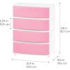 imageIRIS USA Plastic Drawer Storage Organizer 4Drawers for Classroom Art Supplies Dresser Closet Bathroom Dorm Bedroom Laundry Room Slim Narrow White Frame with Matte Blue Front PanelsPink