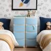 imageIRIS USA Plastic Drawer Storage Organizer 4Drawers for Classroom Art Supplies Dresser Closet Bathroom Dorm Bedroom Laundry Room Slim Narrow White Frame with Matte Blue Front PanelsBlue