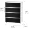 imageIRIS USA Plastic Drawer Storage Organizer 4Drawers for Classroom Art Supplies Dresser Closet Bathroom Dorm Bedroom Laundry Room Slim Narrow White Frame with Matte Blue Front PanelsBlack