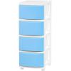 imageIRIS USA Plastic Drawer Storage Organizer 4Drawers for Classroom Art Supplies Dresser Closet Bathroom Dorm Bedroom Laundry Room Slim Narrow White Frame with Matte Blue Front PanelsBlue