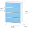 imageIRIS USA Plastic Drawer Storage Organizer 4Drawers for Classroom Art Supplies Dresser Closet Bathroom Dorm Bedroom Laundry Room Slim Narrow White Frame with Matte Blue Front PanelsBlue