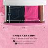 imageIRIS USA Plastic Drawer Storage Organizer 4Drawers for Classroom Art Supplies Dresser Closet Bathroom Dorm Bedroom Laundry Room Slim Narrow White Frame with Matte Blue Front PanelsPink