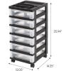 imageIRIS USA Plastic Drawer Storage Organizer Rolling Cart with Wheels Casters 5Drawers for Classroom Art Craft Supplies Dresser Closet Bathroom Dorm Bedroom Laundry Room Flat Smooth Top WhiteClearOrganizer top