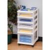 imageIRIS USA Plastic Drawer Storage Organizer Rolling Cart with Wheels Casters 5Drawers for Classroom Art Craft Supplies Dresser Closet Bathroom Dorm Bedroom Laundry Room Flat Smooth Top WhiteClearnonorganizer top