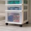 imageIRIS USA Plastic Drawer Storage Organizer Rolling Cart with Wheels Casters 5Drawers for Classroom Art Craft Supplies Dresser Closet Bathroom Dorm Bedroom Laundry Room Flat Smooth Top WhiteClearnonorganizer top