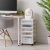 imageIRIS USA Plastic Drawer Storage Organizer Rolling Cart with Wheels Casters 5Drawers for Classroom Art Craft Supplies Dresser Closet Bathroom Dorm Bedroom Laundry Room Flat Smooth Top WhiteClearnonorganizer top