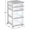 imagePlastic Drawer Storage Organizer Rolling Cart with Wheels Casters 4Drawers for Classroom Art Craft Supplies Dresser Closet Bathroom Dorm Bedroom Laundry Room GrayClearGrayClear