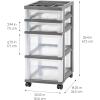 imagePlastic Drawer Storage Organizer Rolling Cart with Wheels Casters 4Drawers for Classroom Art Craft Supplies Dresser Closet Bathroom Dorm Bedroom Laundry Room GrayClearGrayClear