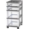 imagePlastic Drawer Storage Organizer Rolling Cart with Wheels Casters 4Drawers for Classroom Art Craft Supplies Dresser Closet Bathroom Dorm Bedroom Laundry Room GrayClearGrayClear