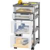 imagePlastic Drawer Storage Organizer Rolling Cart with Wheels Casters 4Drawers for Classroom Art Craft Supplies Dresser Closet Bathroom Dorm Bedroom Laundry Room GrayClearGrayClear