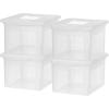 imagePlastic File Box Organizer with Secure Durable Latching Lid and File Rails Letter ampamp Legal Size Nestable and Stackable 4 Pack Clear4Pk Clear