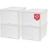 imageIRIS USA 42 Qt Plastic Drawer Storage Organizer Stacking Drawers 4Pack Stackable Unit with FlipUp Door for Clothes Bedroom Kitchen Under Sink Pantry Craft Room Bathroom Dorm Office White