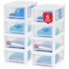imageIRIS USA 6 Qt Plastic Drawer Storage Organizer Stacking Drawers 8Pack Stackable Unit with Sliding Drawer for Clothes Bedroom Kitchen Under Sink Pantry Craft Room Bathroom Dorm Office White