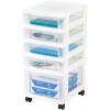 imageIRIS USA Plastic Drawer Storage Organizer Rolling Cart with Wheels Casters 5Drawers for Classroom Art Craft Supplies Dresser Closet Bathroom Dorm Bedroom Laundry Room Flat Smooth Top WhiteClearnonorganizer top