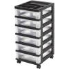 imageIRIS USA Plastic Drawer Storage Organizer Rolling Cart with Wheels Casters 5Drawers for Classroom Art Craft Supplies Dresser Closet Bathroom Dorm Bedroom Laundry Room Flat Smooth Top WhiteClearOrganizer top