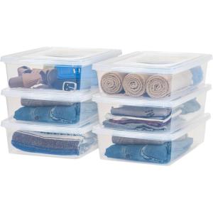 imageIRIS USA 6Pack Storage Bins with Lids 28 Quart Clear Stackable Containers Box Organize Shoes Closet Shelves Clothes Blankets Towels  BPAFree Plastic28 Qt  6 Pack