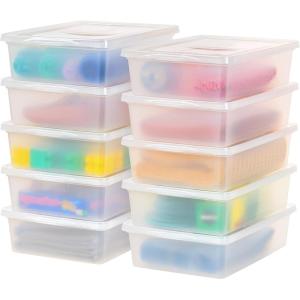imageIRIS USA 6Pack Storage Bins with Lids 28 Quart Clear Stackable Containers Box Organize Shoes Closet Shelves Clothes Blankets Towels  BPAFree Plastic28 Qt  10 Pack