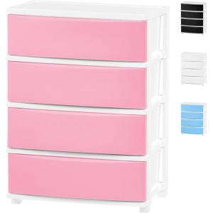 imageIRIS USA Plastic Drawer Storage Organizer 4Drawers for Classroom Art Supplies Dresser Closet Bathroom Dorm Bedroom Laundry Room Slim Narrow White Frame with Matte Blue Front PanelsPink