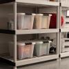 imageIRIS USA 19 Qt Stackable Plastic Storage Bins with Lids 6 Pack  BPAFree Made in USA  Discreet Organizing Solution Latches Durable Nestable Containers Secure Pull Handle  Pearl19 Qt  6 Pack