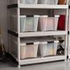 imageIRIS USA 27 Qt Stackable Plastic Storage Bins with Lids 6 Pack  BPAFree Made in USA  Discreet Organizing Solution Latches Durable Nestable Containers Secure Pull Handle  Pearl32 Qt  4 Pack