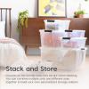 imageIRIS USA 27 Qt Stackable Plastic Storage Bins with Lids 6 Pack  BPAFree Made in USA  Discreet Organizing Solution Latches Durable Nestable Containers Secure Pull Handle  Pearl13 Qt  4 Pack