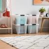 imageIRIS USA 27 Qt Stackable Plastic Storage Bins with Lids 6 Pack  BPAFree Made in USA  Discreet Organizing Solution Latches Durable Nestable Containers Secure Pull Handle  Pearl40 Qt  4 Pack