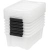 imageIRIS USA 27 Qt Stackable Plastic Storage Bins with Lids 6 Pack  BPAFree Made in USA  Discreet Organizing Solution Latches Durable Nestable Containers Secure Pull Handle  Pearl13 Qt  6 Pack
