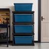 imageIRIS USA 40 Qt Stackable Plastic Storage Bins with Lids 6 Pack  BPAFree Made in USA  Garage Organizing Solution Latches Durable Nestable Containers Secure Pull Handle  BlackEcoFriendly Navy