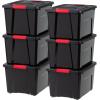 imageIRIS USA 40 Qt Stackable Plastic Storage Bins with Lids 6 Pack  BPAFree Made in USA  Garage Organizing Solution Latches Durable Nestable Containers Secure Pull Handle  BlackBlack