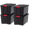 imageIRIS USA 40 Qt Stackable Plastic Storage Bins with Lids 6 Pack  BPAFree Made in USA  Garage Organizing Solution Latches Durable Nestable Containers Secure Pull Handle  BlackBlack