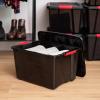 imageIRIS USA 40 Qt Stackable Plastic Storage Bins with Lids 6 Pack  BPAFree Made in USA  Garage Organizing Solution Latches Durable Nestable Containers Secure Pull Handle  BlackBlack