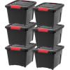 imageIRIS USA 40 Qt Stackable Plastic Storage Bins with Lids 6 Pack  BPAFree Made in USA  Garage Organizing Solution Latches Durable Nestable Containers Secure Pull Handle  BlackBlack