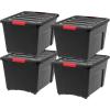 imageIRIS USA 40 Qt Stackable Plastic Storage Bins with Lids 6 Pack  BPAFree Made in USA  Garage Organizing Solution Latches Durable Nestable Containers Secure Pull Handle  BlackBlack