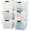 imageIRIS USA 54 Qt Stackable Plastic Storage Bins with Lids 6 Pack  BPAFree Made in USA  Discreet Organizing Solution Latches Durable Nestable Containers Secure Pull Handle  PearlPearl