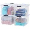 imageIRIS USA 54 Qt Stackable Plastic Storage Bins with Lids 6 Pack  BPAFree Made in USA  Discreet Organizing Solution Latches Durable Nestable Containers Secure Pull Handle  PearlClear