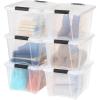 imageIRIS USA 54 Qt Stackable Plastic Storage Bins with Lids 6 Pack  BPAFree Made in USA  Discreet Organizing Solution Latches Durable Nestable Containers Secure Pull Handle  PearlClear