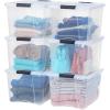 imageIRIS USA 54 Qt Stackable Plastic Storage Bins with Lids 6 Pack  BPAFree Made in USA  Discreet Organizing Solution Latches Durable Nestable Containers Secure Pull Handle  PearlClear